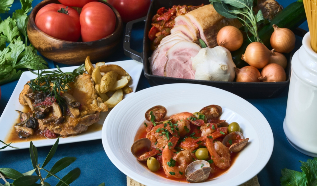 鶏もも肉のカチャトーラ風/魚介のリヴォルノ風/ フィレンツェ風ローストポーク